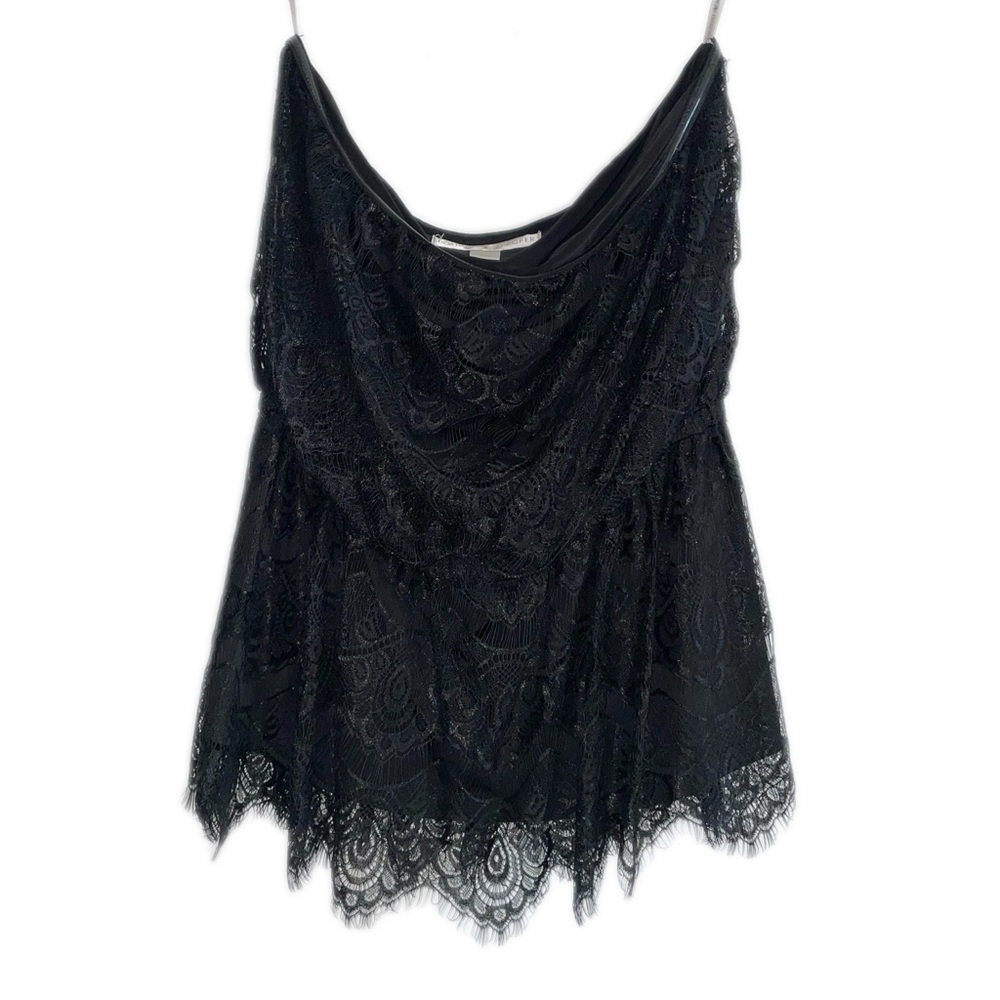 Boston Proper Black Lace Sleeveless Peplum Tube Top - S - Picture 1 of 8
